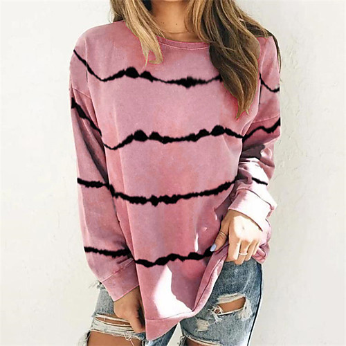 Women's T shirt Striped Long Sleeve Round Neck Basic Tops White Blushing Pink Wine
Women's T shirt Striped Long Sleeve Round Neck Basic Tops White Blushing Pink Wine
