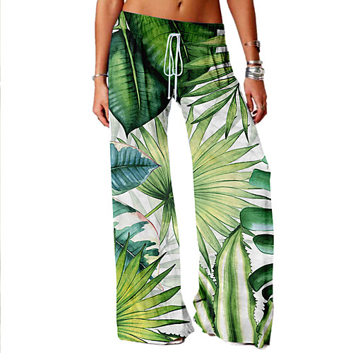 Women's Basic Soft Comfort Daily Home Wide Leg Pants Flower / Floral Leaves Print Full Length Elastic Drawstring Design Print White Green
Women's Basic Soft Comfort Daily Home Wide Leg Pants Flower / Floral Leaves Print Full Length Elastic Drawstring Design Print White Green