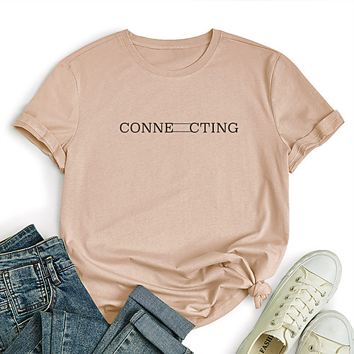 Women's T shirt Letter Print Round Neck Tops 100% Cotton Basic Basic Top White Black Blue
Women's T shirt Letter Print Round Neck Tops 100% Cotton Basic Basic Top White Black Blue