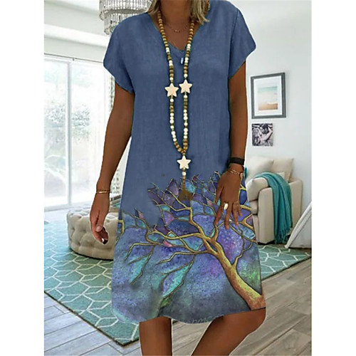 Women's A Line Dress Knee Length Dress Blue Short Sleeve Print Summer V Neck Elegant Casual 2021 S M L XL XXL 3XL 4XL 5XL
Women's A Line Dress Knee Length Dress Blue Short Sleeve Print Summer V Neck Elegant Casual 2021 S M L XL XXL 3XL 4XL 5XL