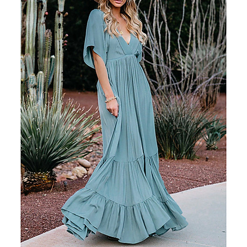 Women's A Line Dress Maxi long Dress Blue Blushing Pink Gray Short Sleeve Solid Color Patchwork Fall Summer V Neck Casual 2021 S M L XL
Women's A Line Dress Maxi long Dress Blue Blushing Pink Gray Short Sleeve Solid Color Patchwork Fall Summer V Neck Casual 2021 S M L XL