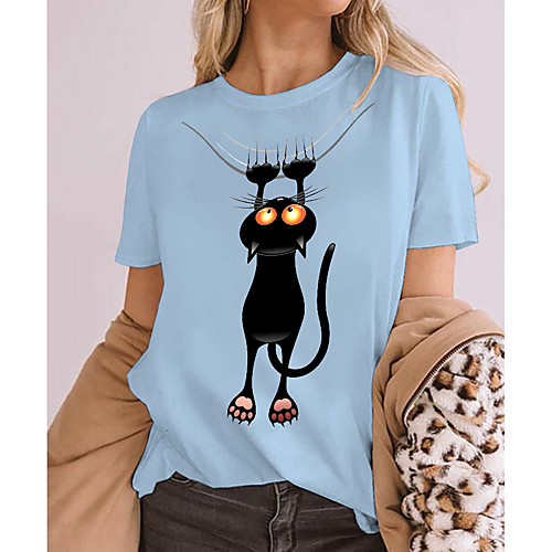 Women's Cat 3D Cat T shirt Cat Animal Print Round Neck Basic Tops 100% Cotton Blue Orange Light Green
Women's Cat 3D Cat T shirt Cat Animal Print Round Neck Basic Tops 100% Cotton Blue Orange Light Green
