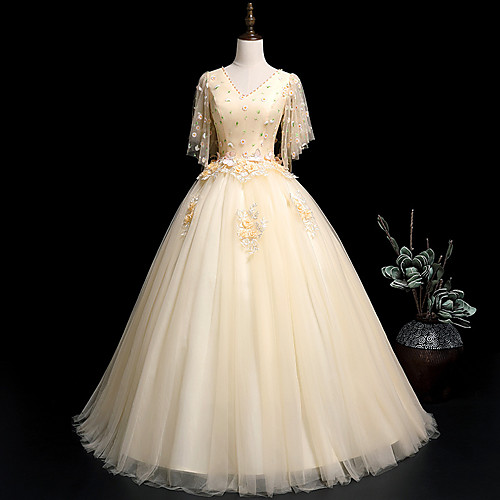 Ball Gown Elegant Floral Quinceanera Prom Dress V Neck Half Sleeve Floor Length Tulle with Embroidery Appliques 2021
Ball Gown Elegant Floral Quinceanera Prom Dress V Neck Half Sleeve Floor Length Tulle with Embroidery Appliques 2021