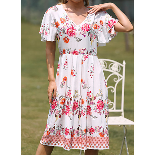 Women's Swing Dress Knee Length Dress White Dark Blue Short Sleeve Print Spring Summer Casual / Daily 2021 M L XL 2XL 3XL
Women's Swing Dress Knee Length Dress White Dark Blue Short Sleeve Print Spring Summer Casual / Daily 2021 M L XL 2XL 3XL