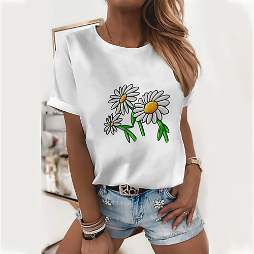 Women's Floral Theme T shirt Floral Daisy Print Round Neck Basic Tops Cotton Purple Yellow Green
Women's Floral Theme T shirt Floral Daisy Print Round Neck Basic Tops Cotton Purple Yellow Green