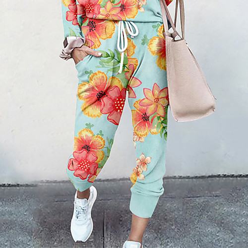 Women's Basic Soft Comfort Going out Gym Palazzo Pants Flower / Floral Full Length Pocket Elastic Drawstring Design Print Blue Purple
Women's Basic Soft Comfort Going out Gym Palazzo Pants Flower / Floral Full Length Pocket Elastic Drawstring Design Print Blue Purple