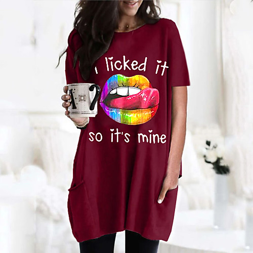 Women's T shirt Dress Graphic Mouth Letter Round Neck Tops Basic Basic Top Black Wine Army Green
Women's T shirt Dress Graphic Mouth Letter Round Neck Tops Basic Basic Top Black Wine Army Green