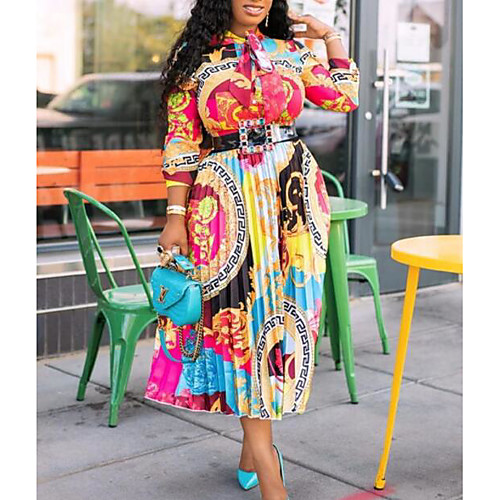 Women's Plus Size Dress Swing Dress Midi Dress Long Sleeve Print Patchwork Print Casual Fall Rainbow S M L XL XXL
Women's Plus Size Dress Swing Dress Midi Dress Long Sleeve Print Patchwork Print Casual Fall Rainbow S M L XL XXL