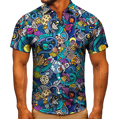 Men's Shirt 3D Print Cartoon Graphic Prints Button-Down Short Sleeve Street Tops Casual Fashion Classic Breathable Blue
Men's Shirt 3D Print Cartoon Graphic Prints Button-Down Short Sleeve Street Tops Casual Fashion Classic Breathable Blue