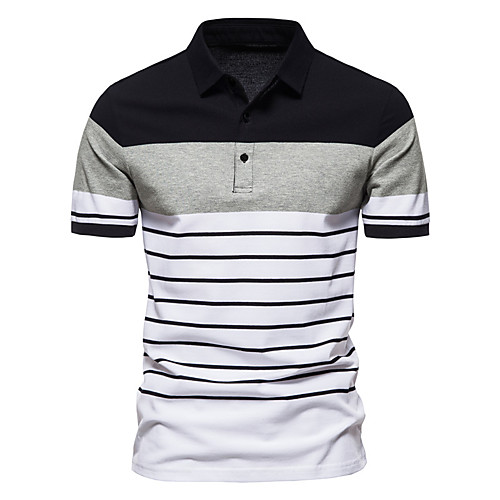 Men's Golf Shirt Tennis Shirt Striped Button-Down Short Sleeve Street Tops Cotton Business Casual Comfortable Black Navy Blue
Men's Golf Shirt Tennis Shirt Striped Button-Down Short Sleeve Street Tops Cotton Business Casual Comfortable Black Navy Blue
