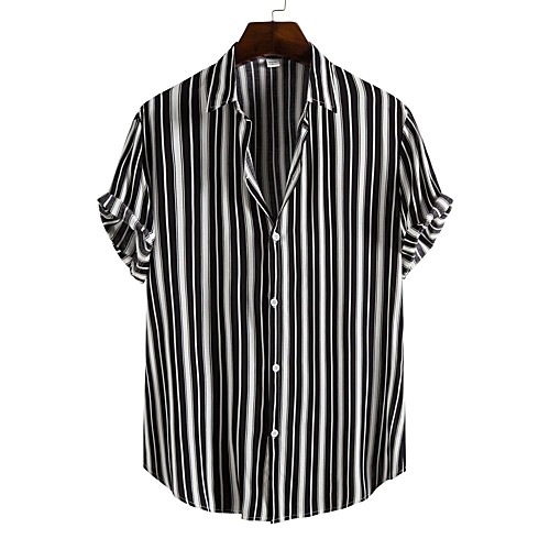 Men's Shirt Other Prints Striped Color Block Plus Size Print Short Sleeve Going out Tops Tropical Beach Classic Collar Black / White
Men's Shirt Other Prints Striped Color Block Plus Size Print Short Sleeve Going out Tops Tropical Beach Classic Collar Black / White
