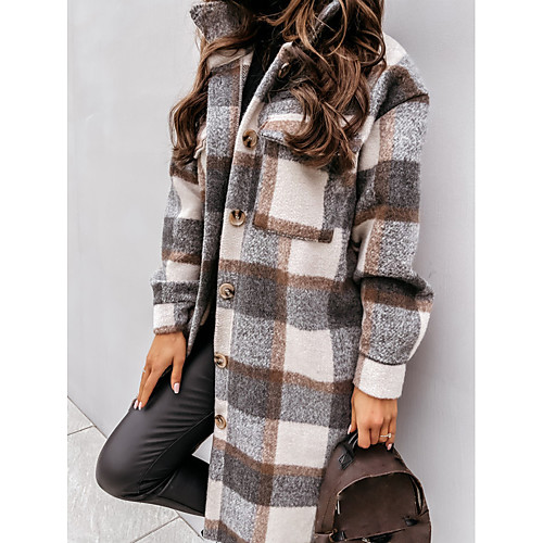 Women's Trench Coat Holiday Fall & Winter Long Coat Regular Fit Streetwear Jacket Long Sleeve Plaid Patchwork Gray Khaki / Lined / Going out
Women's Trench Coat Holiday Fall & Winter Long Coat Regular Fit Streetwear Jacket Long Sleeve Plaid Patchwork Gray Khaki / Lined / Going out