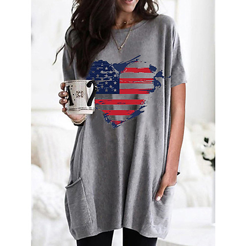 Women's T shirt Dress Graphic Heart Flag Round Neck Tops Basic Basic Top Black Wine Army Green
Women's T shirt Dress Graphic Heart Flag Round Neck Tops Basic Basic Top Black Wine Army Green