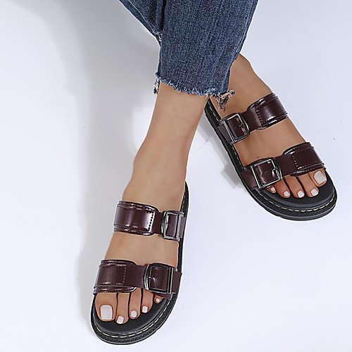 Women's Sandals Comfort Shoes Flat Heel Round Toe Rubber PU Buckle Solid Colored White Black Brown
Women's Sandals Comfort Shoes Flat Heel Round Toe Rubber PU Buckle Solid Colored White Black Brown