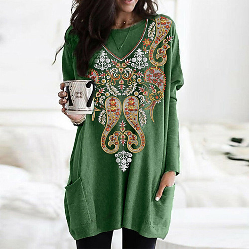 Women's T shirt Graphic Tribal Long Sleeve Pocket Round Neck Tops 100% Cotton Basic Basic Top White Black Fuchsia
Women's T shirt Graphic Tribal Long Sleeve Pocket Round Neck Tops 100% Cotton Basic Basic Top White Black Fuchsia