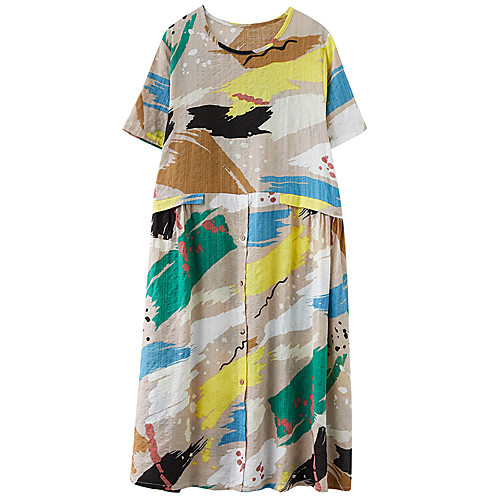 Women's A Line Dress Knee Length Dress color Short Sleeve Pattern Summer Casual 2021 M L XL 2XL 3XL / Cotton / Cotton
Women's A Line Dress Knee Length Dress color Short Sleeve Pattern Summer Casual 2021 M L XL 2XL 3XL / Cotton / Cotton