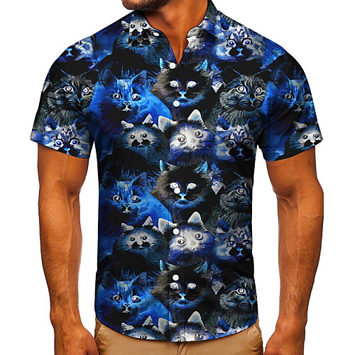 Men's Shirt 3D Print Cat Graphic Prints Button-Down Short Sleeve Street Tops Casual Fashion Classic Breathable Blue
Men's Shirt 3D Print Cat Graphic Prints Button-Down Short Sleeve Street Tops Casual Fashion Classic Breathable Blue