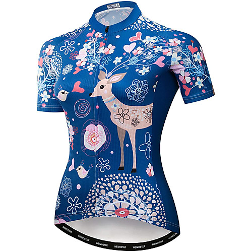 21Grams Women's Short Sleeve Cycling Jersey Summer Spandex Polyester Blue Floral Botanical Deer Bike Jersey Top Mountain Bike MTB Road Bike Cycling Quick Dry Moisture Wicking Breathable Sports
21Grams Women's Short Sleeve Cycling Jersey Summer Spandex Polyester Blue Floral Botanical Deer Bike Jersey Top Mountain Bike MTB Road Bike Cycling Quick Dry Moisture Wicking Breathable Sports