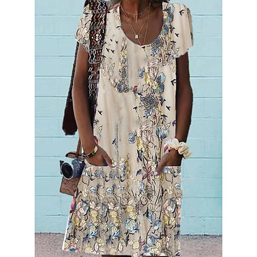 Women's A Line Dress Knee Length Dress Beige Short Sleeve Floral Plants Spring Summer Round Neck Elegant Casual Loose 2021 S M L XL XXL
Women's A Line Dress Knee Length Dress Beige Short Sleeve Floral Plants Spring Summer Round Neck Elegant Casual Loose 2021 S M L XL XXL