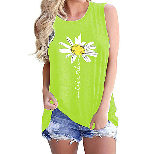 Women's Floral Theme Tank Top T shirt Floral Sunflower Letter Print Round Neck Basic Streetwear Tops Blue Purple Khaki
Women's Floral Theme Tank Top T shirt Floral Sunflower Letter Print Round Neck Basic Streetwear Tops Blue Purple Khaki