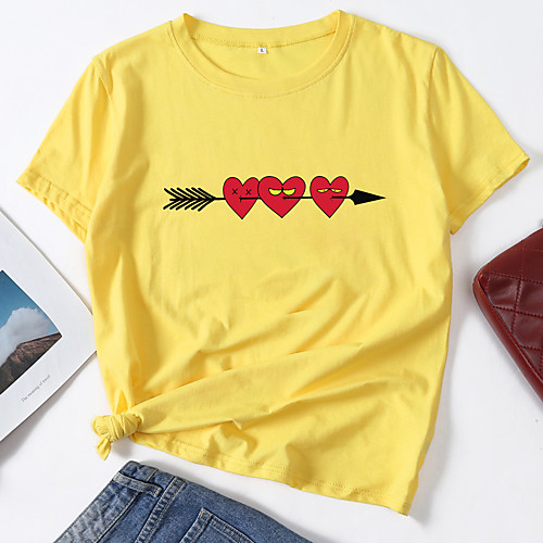 Women's T shirt Heart Print Round Neck Tops Cotton Basic Basic Top White Black Blue
Women's T shirt Heart Print Round Neck Tops Cotton Basic Basic Top White Black Blue