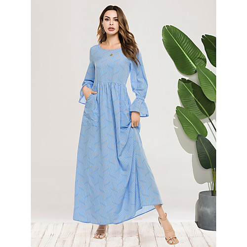 Women's Swing Dress Maxi long Dress Blue Long Sleeve Solid Color Spring Summer Casual / Daily 2021 S M L
Women's Swing Dress Maxi long Dress Blue Long Sleeve Solid Color Spring Summer Casual / Daily 2021 S M L