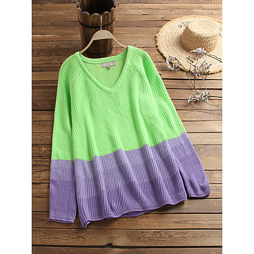 Women's Basic Knitted Color Block Pullover Acrylic Fibers Long Sleeve Sweater Cardigans V Neck Fall Winter Green
Women's Basic Knitted Color Block Pullover Acrylic Fibers Long Sleeve Sweater Cardigans V Neck Fall Winter Green