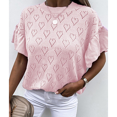 Women's Hole Solid Color Sweater Short Sleeves Sweater Cardigans Crew Neck Fall Spring White Purple Blushing Pink
Women's Hole Solid Color Sweater Short Sleeves Sweater Cardigans Crew Neck Fall Spring White Purple Blushing Pink