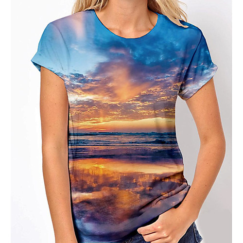 Women's Holiday 3D Printed Painting T shirt Graphic Scenery Print Round Neck Basic Tops Blue
Women's Holiday 3D Printed Painting T shirt Graphic Scenery Print Round Neck Basic Tops Blue