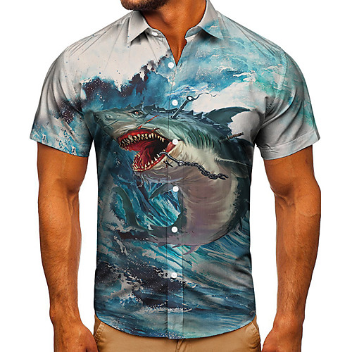 Men's Shirt 3D Print Graphic Prints Shark Button-Down Short Sleeve Street Tops Casual Fashion Classic Breathable Blue
Men's Shirt 3D Print Graphic Prints Shark Button-Down Short Sleeve Street Tops Casual Fashion Classic Breathable Blue