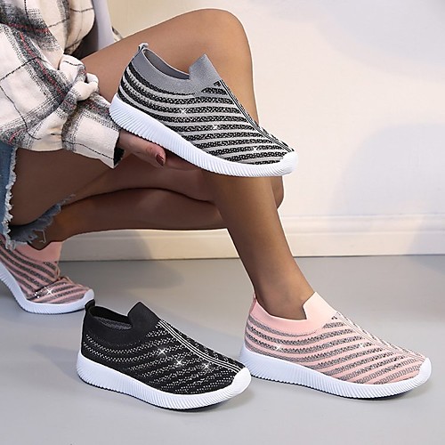 Women's Trainers Athletic Shoes Flyknit Shoes Flat Heel Round Toe Elastic Fabric Tissage Volant Sequin Solid Colored Black Pink Gray
Women's Trainers Athletic Shoes Flyknit Shoes Flat Heel Round Toe Elastic Fabric Tissage Volant Sequin Solid Colored Black Pink Gray