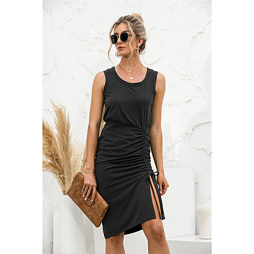 Women's A Line Dress Knee Length Dress ArmyGreen Light Grey Black Sleeveless Solid Color Summer Casual 2021 S M L XL XXL
Women's A Line Dress Knee Length Dress ArmyGreen Light Grey Black Sleeveless Solid Color Summer Casual 2021 S M L XL XXL