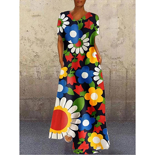 Women's Shift Dress Maxi long Dress Rainbow Short Sleeve Floral Print Summer V Neck Casual Holiday 2021 M L XL XXL 3XL 4XL
Women's Shift Dress Maxi long Dress Rainbow Short Sleeve Floral Print Summer V Neck Casual Holiday 2021 M L XL XXL 3XL 4XL