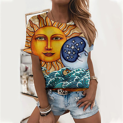 Women's 3D Printed Painting T shirt Graphic 3D Print Round Neck Basic Tops Blue Yellow Khaki
Women's 3D Printed Painting T shirt Graphic 3D Print Round Neck Basic Tops Blue Yellow Khaki