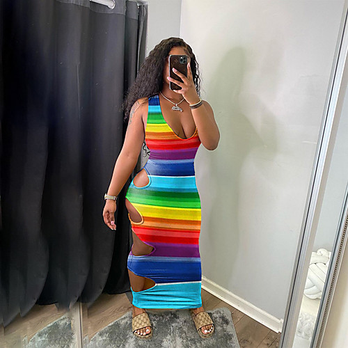 Women's Strap Dress Maxi long Dress Rainbow colors Sleeveless Stripes Spring Summer Casual / Daily 2021 S M L XL XXL
Women's Strap Dress Maxi long Dress Rainbow colors Sleeveless Stripes Spring Summer Casual / Daily 2021 S M L XL XXL