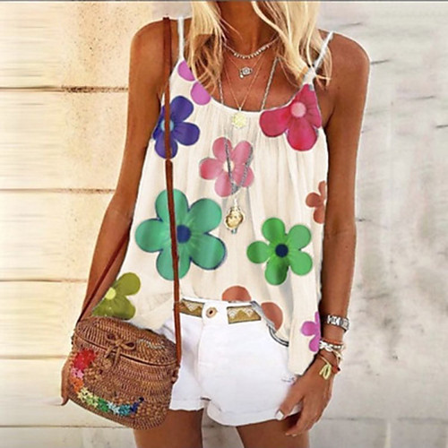 Women's Camisole Blouse Floral Print Round Neck Boho Tops Blue Blushing Pink Beige
Women's Camisole Blouse Floral Print Round Neck Boho Tops Blue Blushing Pink Beige