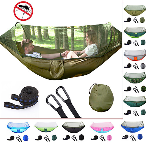 Camping Hammock with Pop Up Mosquito Net Double Hammock Outdoor Automatic Open Hammock Portable Breathable Anti-Mosquito Parachute Nylon with Carabiners and Tree Straps for 2 person 250120
Camping Hammock with Pop Up Mosquito Net Double Hammock Outdoor Automatic Open Hammock Portable Breathable Anti-Mosquito Parachute Nylon with Carabiners and Tree Straps for 2 person 250120