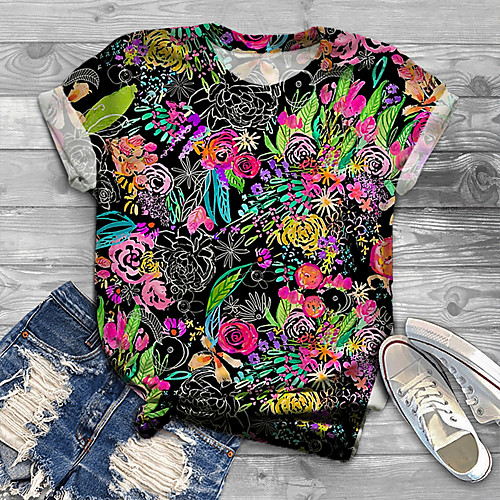 Women's Plus Size Tops T shirt Floral Graphic Print Short Sleeve Crewneck Basic Black Big Size XL XXL 3XL 4XL 5XL / Holiday
Women's Plus Size Tops T shirt Floral Graphic Print Short Sleeve Crewneck Basic Black Big Size XL XXL 3XL 4XL 5XL / Holiday