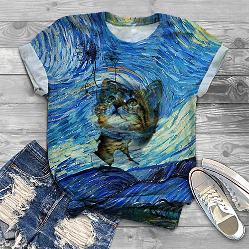 Women's Plus Size Tops T shirt Cat Graphic Animal Print Short Sleeve Crewneck Basic Blue Big Size XL XXL 3XL 4XL 5XL / Holiday
Women's Plus Size Tops T shirt Cat Graphic Animal Print Short Sleeve Crewneck Basic Blue Big Size XL XXL 3XL 4XL 5XL / Holiday