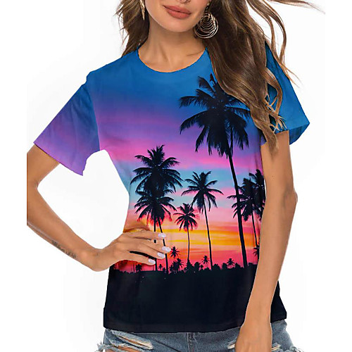 Women's Holiday 3D Printed Painting T shirt Plants Scenery Print Round Neck Basic Tops Blue
Women's Holiday 3D Printed Painting T shirt Plants Scenery Print Round Neck Basic Tops Blue