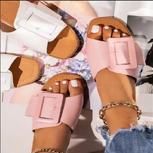 Women's Sandals Outdoor Slippers Flat Heel Round Toe PU Buckle Solid Colored White Black Pink
Women's Sandals Outdoor Slippers Flat Heel Round Toe PU Buckle Solid Colored White Black Pink