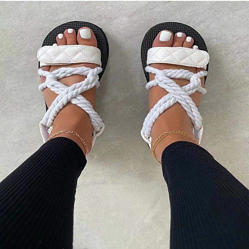 Women's Sandals Platform Sandals Flat Heel Round Toe PU Solid Colored White Black
Women's Sandals Platform Sandals Flat Heel Round Toe PU Solid Colored White Black