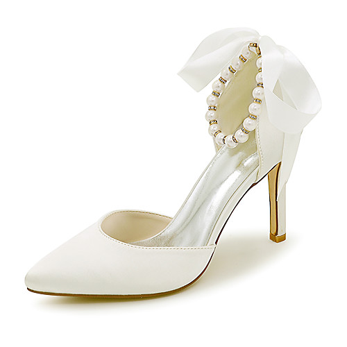 Women's Wedding Shoes Stiletto Heel Pointed Toe Satin Imitation Pearl Ribbon Tie Solid Colored White Black Purple
Women's Wedding Shoes Stiletto Heel Pointed Toe Satin Imitation Pearl Ribbon Tie Solid Colored White Black Purple