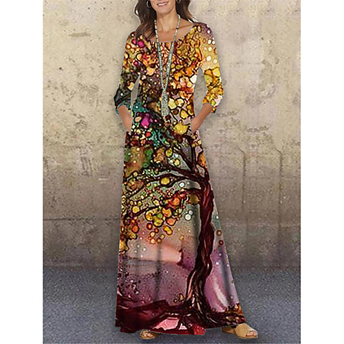 Women's Shift Dress Maxi long Dress Yellow 3/4 Length Sleeve Floral Print Print Spring Summer Round Neck Casual Holiday 2021 S M L XL XXL 3XL
Women's Shift Dress Maxi long Dress Yellow 3/4 Length Sleeve Floral Print Print Spring Summer Round Neck Casual Holiday 2021 S M L XL XXL 3XL