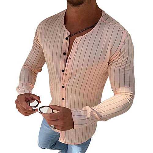 Men's Shirt Striped Button-Down Long Sleeve Casual Tops Cotton Casual Fashion Breathable Comfortable Round Neck Blushing Pink
Men's Shirt Striped Button-Down Long Sleeve Casual Tops Cotton Casual Fashion Breathable Comfortable Round Neck Blushing Pink