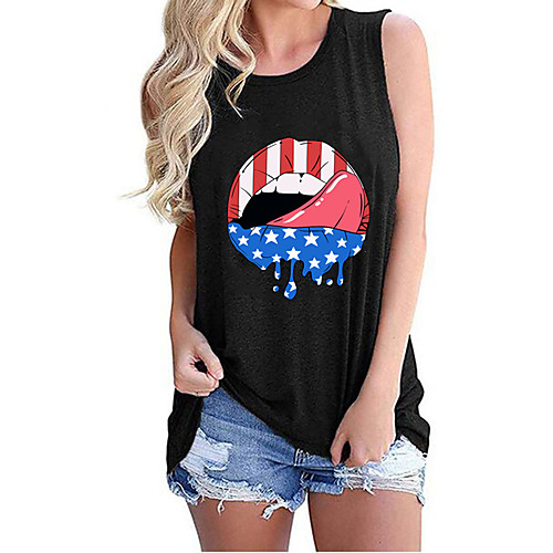 Women's 3D Printed Independence Day Tank Top T shirt 3D Star USA Print Round Neck Basic Streetwear Tops Cotton Purple Black Green / Mouth
Women's 3D Printed Independence Day Tank Top T shirt 3D Star USA Print Round Neck Basic Streetwear Tops Cotton Purple Black Green / Mouth