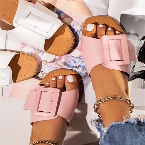 Women's Sandals Outdoor Slippers Flat Heel Round Toe PU Color Block White Black Pink
Women's Sandals Outdoor Slippers Flat Heel Round Toe PU Color Block White Black Pink