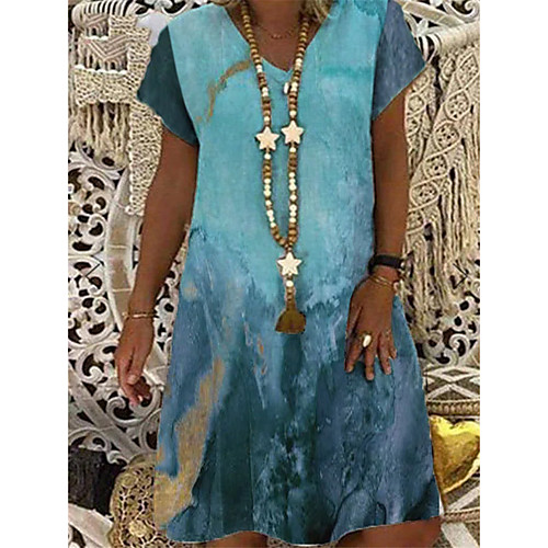 Women's A Line Dress Knee Length Dress Blue Short Sleeve Tie Dye Summer V Neck Elegant Casual 2021 S M L XL XXL 3XL 4XL 5XL
Women's A Line Dress Knee Length Dress Blue Short Sleeve Tie Dye Summer V Neck Elegant Casual 2021 S M L XL XXL 3XL 4XL 5XL