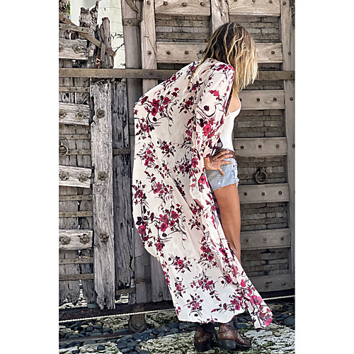 Women's Coat Daily Wear Spring Summer Long Coat V Neck Loose Casual / Daily Jacket Flower Others Red
Women's Coat Daily Wear Spring Summer Long Coat V Neck Loose Casual / Daily Jacket Flower Others Red