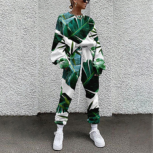 Women's Basic Streetwear Plant Vacation Casual / Daily Two Piece Set Crew Neck Tracksuit T shirt Pant Loungewear Drawstring Print Tops / Loose
Women's Basic Streetwear Plant Vacation Casual / Daily Two Piece Set Crew Neck Tracksuit T shirt Pant Loungewear Drawstring Print Tops / Loose